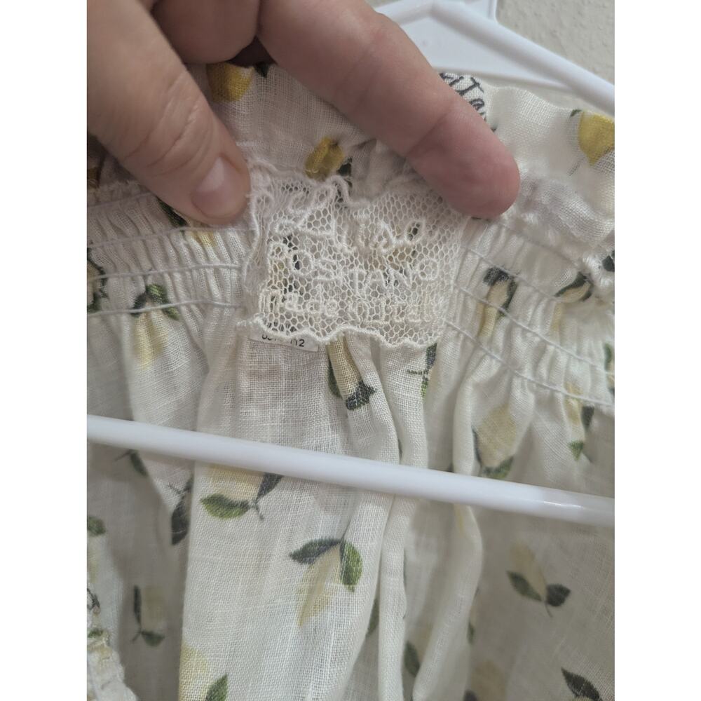 Juniors Louisa Positano cropped white linen top w/lemoncello lemon print size XS - Picture 4 of 10